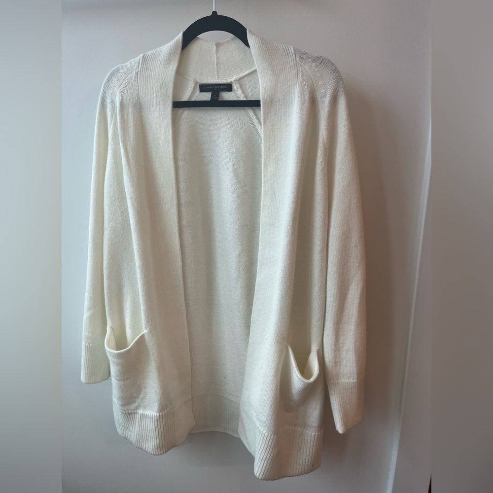 Banana Republic long open ivory cardigan